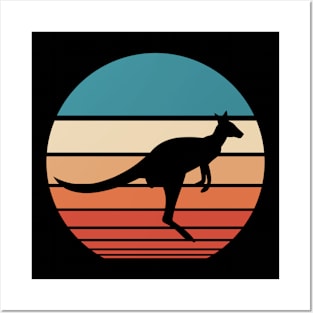 Kangaroo Retro Sunset Posters and Art